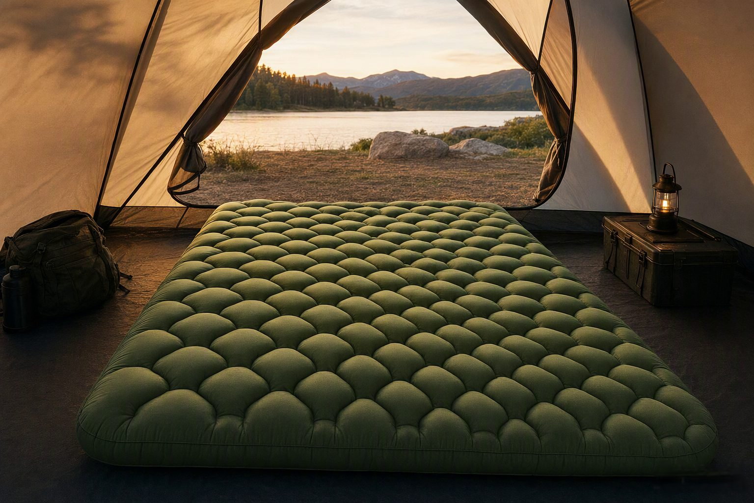 Inside tent